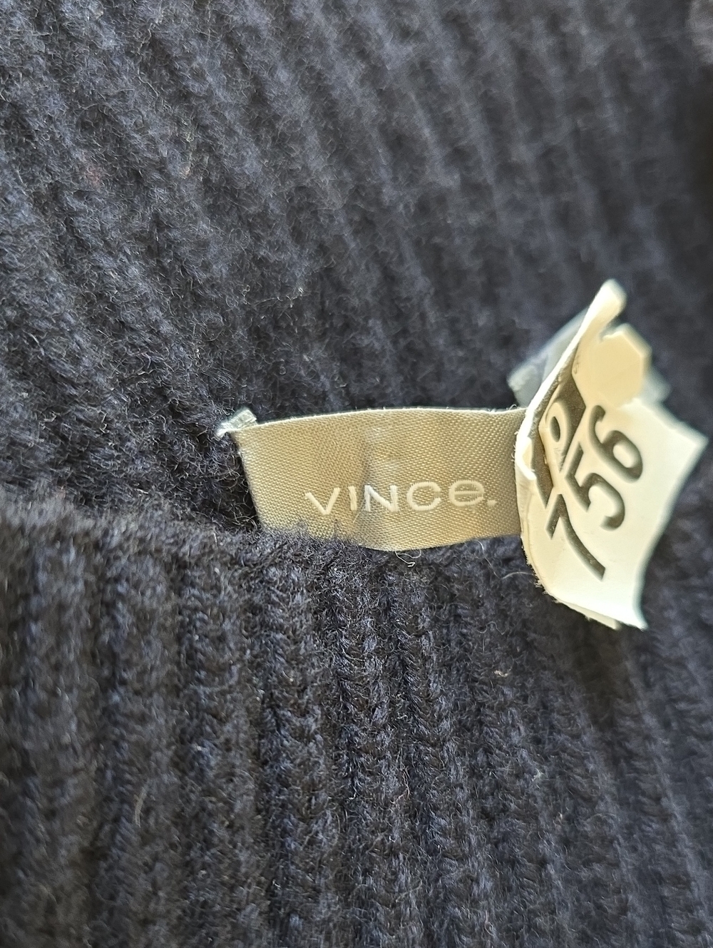 Vince Navy Button Sleeve Wool Cashmere Funnel Neck Sweater Size Large - Picture 6 of 13